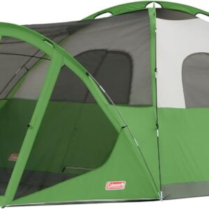 Coleman Evanston Tent with Screen Room, 6/8 Person Weatherproof Tent Sets Up in 15 Mins, Included Rainfly & Carry Bag, Made of PFAS-Free Materials