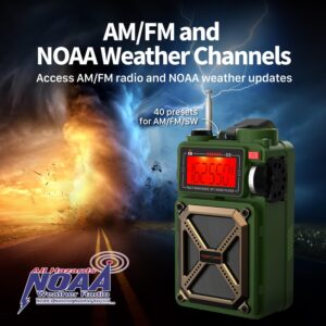 FosPower Emergency Weather Radio (Model D9) 14800mWh Power Bank, NOAA/AM/FM/Shortwave, Bluetooth 5.4, USB/Solar/Hand Crank Charging, Flash Light, SOS Alarm, IPX3 Rating for Indoor/Outdoor Emergencies