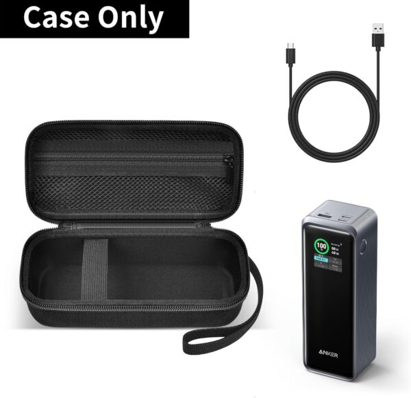 Travel Case Compatible with Anker Prime Power Bank, 27,650mAh 3-Port 250W Portable Charger Protective Storage Bag for USB Cable & Accessories (Box Only) (Black+Black Zipper) - Image 2