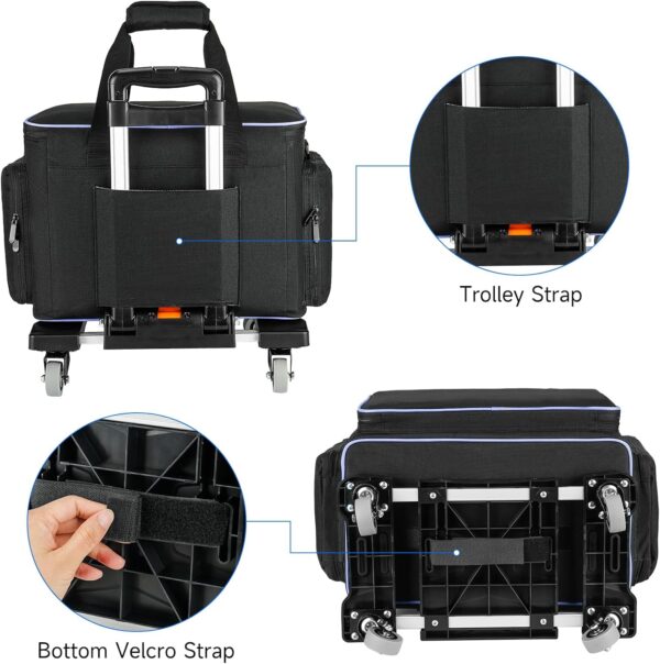 Rolling Sewing Machine Case with 4 Wheels,Sewing Machine Carrying Bag,Trolley Tote Bag Fits for Most Standard Singer,Brother,Janome Sewing Machine and Accessories,Black - Image 5