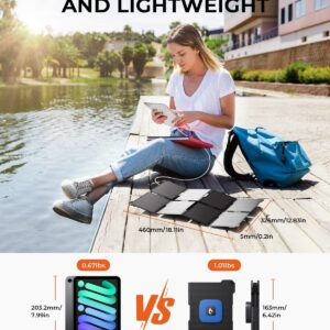 [Pocket-Size]BigBlue Portable 25W Solar Panel Charger, Folding Solar Charger with USB-A and USB-C Ports, IP68 Waterproof Solar Panel for Backpacking Compatible with Cellphones, Tablets, Power Bank etc