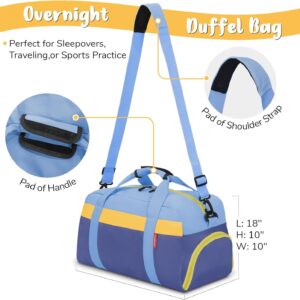 WOOMADA Travel Duffle Bag, Weekend Bag with Wet Pocket & Trolley Sleeve, Overnight Bag With Shoe Compartment, Fit for Sports Practice, Travel and Gifts(sky blue)