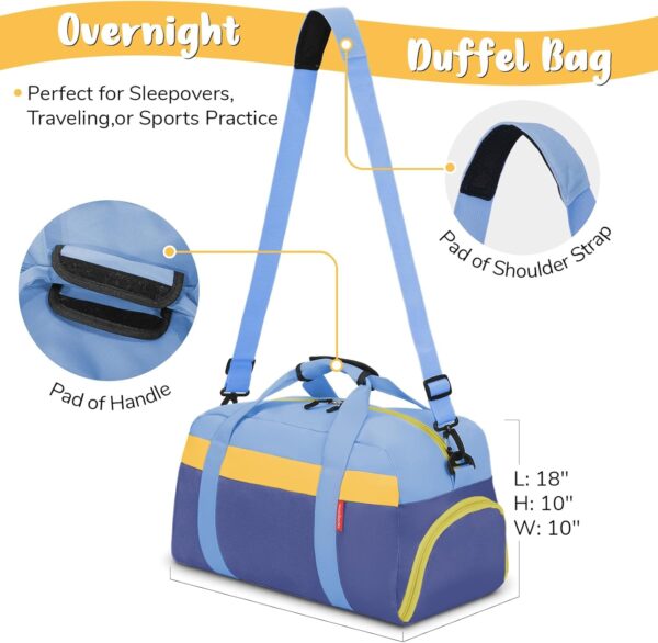 WOOMADA Travel Duffle Bag, Weekend Bag with Wet Pocket & Trolley Sleeve, Overnight Bag With Shoe Compartment, Fit for Sports Practice, Travel and Gifts(sky blue) - Image 2