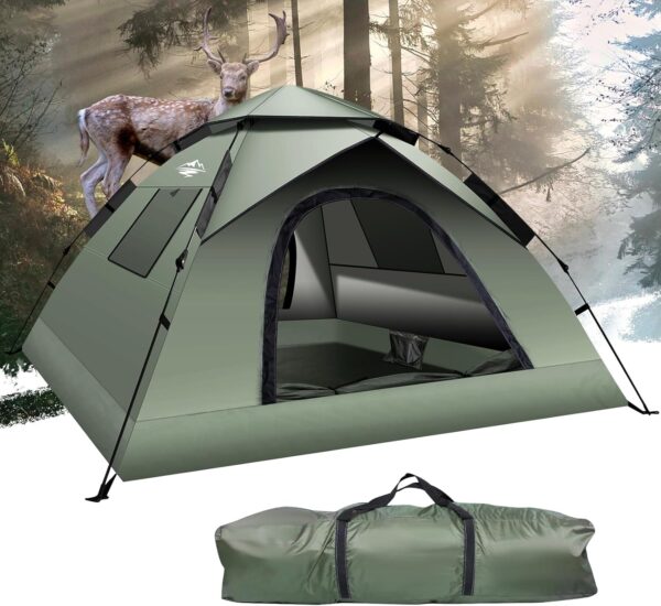 Instant Pop-Up Tents for Camping, 2-3 Person Camping Tent 60s Automatic Easy Setup Tent, Double-Thick Waterproof Tent Family Tent for Hiking Backpacking