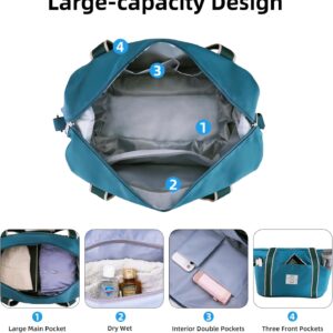 WALNEW Travel Duffel Bag, Weekender Overnight Carry On Bag Women Men, Foldable Waterproof Gym Luggage with Metal Buckle Strap