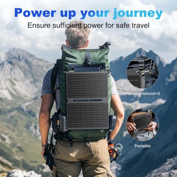 20W Portable Solar Panel with USB-C USB-A Outputs for Phone,Ipad,Power Bank,Small Fan,IP67 Waterproof Durable Solar Powered Battery,Mini Foldable Solar Panel for Camping Outdoor Backpacking - Image 7