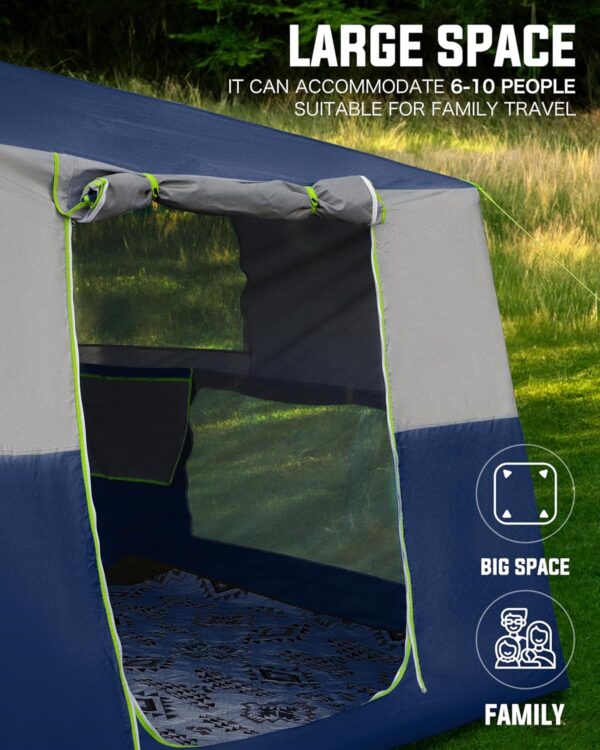 14.1'x6.5'x9' Inflatable Tents for Camping, Portable 6/8/10 Person Blow Up Air Tent, Waterproof Windproof Easy Setup Large Family Tent with 2 Doors, 6 Windows, Mosquito Screen - Image 3