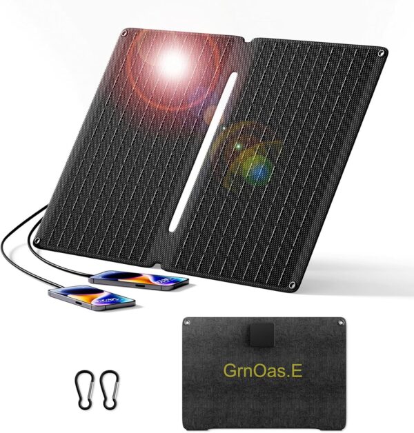 20W Portable Solar Panel with USB-C USB-A Outputs for Phone,Ipad,Power Bank,Small Fan,IP67 Waterproof Durable Solar Powered Battery,Mini Foldable Solar Panel for Camping Outdoor Backpacking