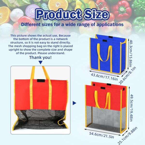 Set of 4Tote Bag Reusable Grocery Bags. W/Lrg Club Cart Bag Grocery Bags Reusable Trolley Bags for Grocery Cart. Grocery Tote Bag Trolley Bags for Shopping (Blue. Green. Red. black) - Image 4