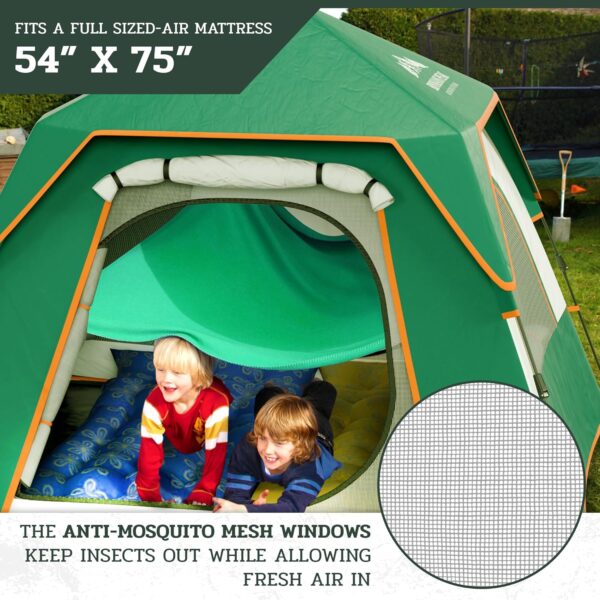 4-Person Pop-Up Camping Tent – Waterproof Instant Tent with Mesh Windows, Carry Bag, and Ground Sheet – 210D Oxford Fabric for Family Camping, Fishing, Hunting - Image 6