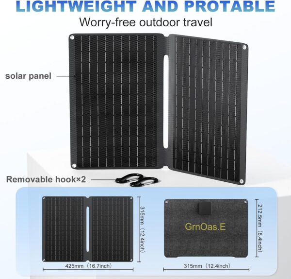 20W Portable Solar Panel with USB-C USB-A Outputs for Phone,Ipad,Power Bank,Small Fan,IP67 Waterproof Durable Solar Powered Battery,Mini Foldable Solar Panel for Camping Outdoor Backpacking - Image 2