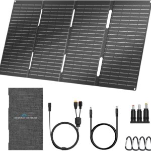 Ecosonique 60W Portable Foldable Solar Panels Charger Fast Charging with USB-C PD3.0 USB-A QC3.0 DC 18V Output ETFE Coating Waterproof for Camping Backpacking Power Station Cell Phones Power Banks