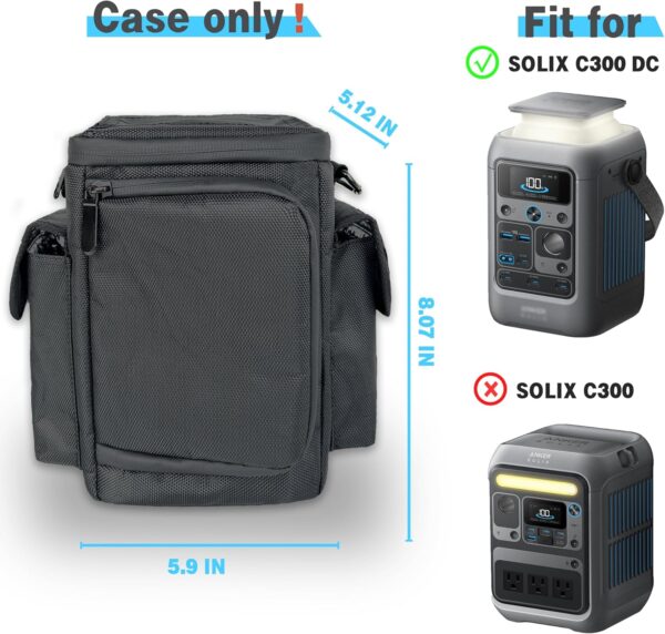 Waterproof Travel Bag Compatible with Anker SOLIX C300 DC Power Bank Station Outdoor 288Wh 90,000mAh，Power Bank Station Storage Case Cover with Two Pockets and Adjustable Strap - Image 2