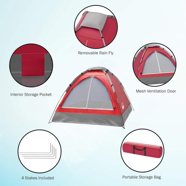 2 Person Camping Tent with Rain Fly and Carrying Bag - Lightweight Outdoor Tent for Backpacking, Hiking, or Beach Use by Wakeman Outdoors - Image 3