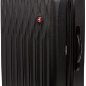 SwissGear 8018 Hardside Expandable Luggage with Spinner Wheels, Black, Checked-Medium 24-Inch