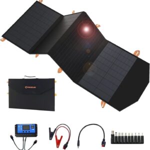 FlexSolar 120W Portable Solar Panel for 300/500/1000/1500W Power Station,IP67 Waterproof Folding Solar Charger with USB C&2 USB A&18V DC Output Charge Generator,Cell Phones,Power Bank,12V Car Battery