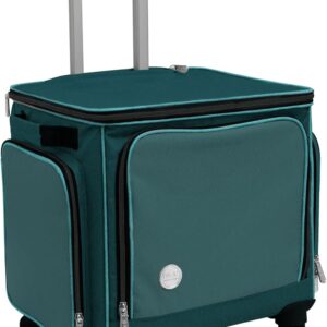 We R Makers Crafter’s Trolley Rolling Tote Bag, Mint, Tote with Wheels with Large Pockets, Storage Bag, Essential for Tools and Scrapbooking Crafting Supplies