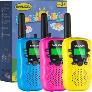 Walkie Talkies for Kids Toys for Boys Girls 4-6, 3 Miles Range Walkie Talkie to Camping, Outdoor 4 Year Old Girl Birthday Gifts for 3 4 5 6 7 Year Old Boy Girl Gifts Age 6-8 (Blue&Pink&Yellow, 3 Pack)