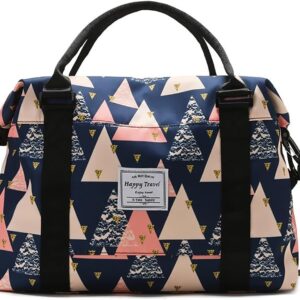 Travel Duffle Bag Weekender Overnight Bag Gym Tote Bag with Wet Pocket for Women Girls Workout Duffel Bag Water Resistant, Colorful Triangle