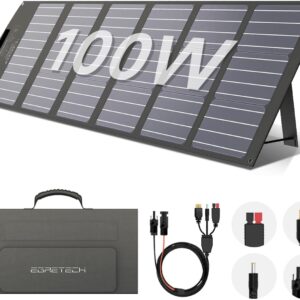 Portable Solar Panel 100W 17.5V with MC-4 to DC5521/XT60/Anderson Cable, 100W Foldable Solar Panels Kit with Adjustable Kickstands, Waterproof IP65 for Power Station, Camping, Outdoor