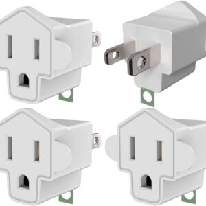 4 Pack ETL Listed Grounding Outlet Adapter, JACKYLED 3-2 Prong Adapter Converter, Portable Fireproof 392℉ Resistant Heavy Duty Wall Outlet Plug for Household Appliances Industrial