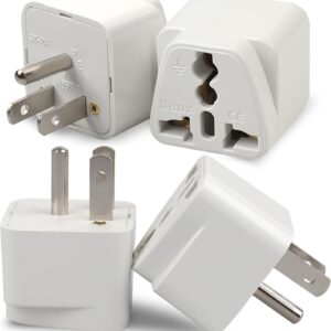 4 Pack Universal Adapter, Europe to US Plug Travel Adapters (White)