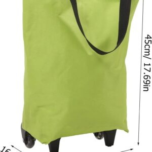 KICHOUSE Shopping Tug Bag Folding Shopping Bag Large Shopping Bag Trolley Bag with Wheels Reusable Grocery Bag Shopping Trolley on Wheel Shopping Bag Cart Wheeled Tote Bags Metal Green