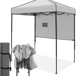 EAGLE PEAK Instant Pop Up Canopy with Adjustable Sun Wall 6×4, Straight Lightweight Compact Portable Tent with Carry Bag, Gray