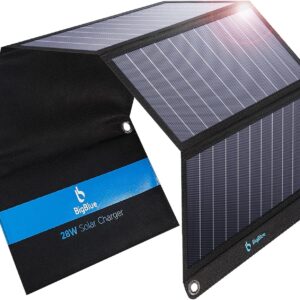 [Upgraded] BigBlue 3 USB Ports 28W Solar Charger(5V/4.8A Max), Portable SunPower Solar Panel for Camping, IPX4 Waterproof, Compatible with iPhone 11/XS/XS Max/XR/X/8/7, iPad, Samsung Galaxy LG etc.