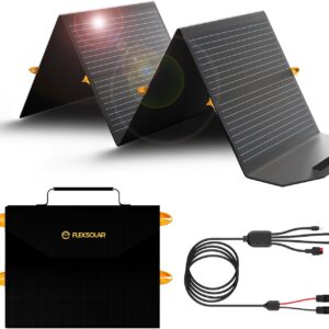 [Upgraded] FlexSolar 120W Foldable Solar Panels Chargers 20v-28v DC Output IP67 Waterproof Power Outage Emergency Portable Panels Camping Home RV for Solar Power Station Generators Battery Packs