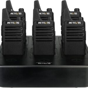 Retevis RT22 Walkie Talkies Rechargeable Hands Free 2 Way Radios Two-Way Radio(6 Pack) with 6 Way Multi Gang Charger