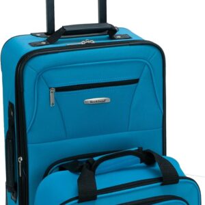 Rockland Fashion Softside Upright Luggage Set, Expandable, Wheel, Telescopic Handle,Turquoise, 2-Piece (14/19)