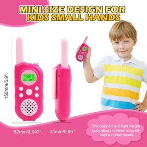 Walkie Talkies for Kids 22 Channels Long Range 2 Way Radio Toys for 3-12 Ages with LCD Flash Light,Birthday Gifts for 4 5 6 7 8 9 Years Old Boys Girls for Camping Hiking Indoor Outdoor (Pink)