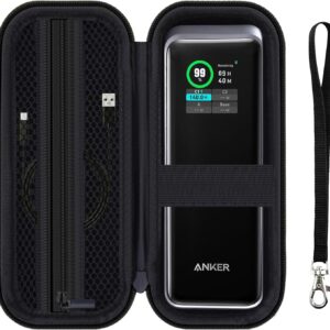 Travel Case for Anker Prime Power Bank 27,650mAh 250W, Portable Battery Pack Power Station Organizer Bag, Mesh Pocket Fit Charger, Cable – Black (CASE ONLY!)