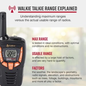 Cobra ACXT390 Walkie Talkies – Rechargeable, Lightweight, 22 Channels, 23-Mile Range Two-Way Radios with VOX (2-Pack)