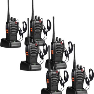 Two Way Radios Long Range Walkie Talkies for Adults with Headphones,16 Channel Handheld 2 Way Radio Rechargeable with Flashlight Li-ion Battery and Charger（6 Pack）