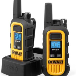 DEWALT DXFRS300 1 Watt Heavy Duty Walkie Talkies with Headsets – Waterproof, Shock Resistant, Long Range & Rechargeable Two-Way Radio with VOX (4 Pack) (2DXFRS300-SV1)