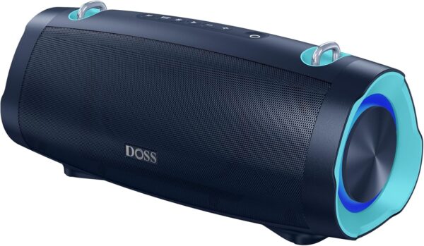 DOSS Extreme Boom Pro D100 Bluetooth Speaker with 140W Peak, 70W Bold Sound, Extra Bass, 24H Playtime, Beat-Sync Lights, Built-in Power Bank, IPX6 Waterproof, Portable Strap for Outdoor, Camping-Blue