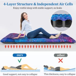 Sleeping Pad Ultra-Thick 5 Inch Inflatable Camping Pad with Pillow Built-in Foot Pump Portable Camping Air Mattress with Carry Bag Repair Kit for Backpacking Hiking Traveling Tent