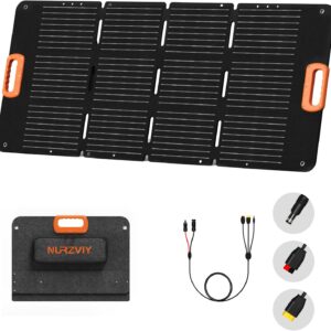 100W Portable Solar Panels, Foldable 100 Watt Solar Panel for Power Station, Folding Solar Charger with Adjustable Kickstand IP67 Waterproof & Lightweight for Camping, Outdoor, Rv