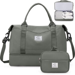 Weekender Bags for Women,Personal Item Travel Bag with Shoes Compartment,Overnight Travel Duffel Bag with Toiletry Bag