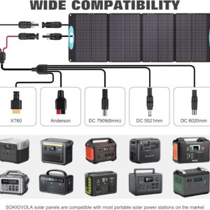 160W 18V Portable Solar Panels for Power Station,25% High Conversion Efficiency ETFE Foldable Solar Panel Charger with Adjustable Kickstand Solar Panel for Camping Outdoor RV Trailer Car