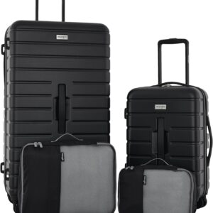 Wrangler Tall Trunk Luggage 4 Piece Set, Black