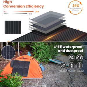 [Upgraded] FlexSolar 60W Portable Solar Panels Chargers QC3.0 USB-A USB-C DC5521 8mm Output Foldable IP65 Waterproof Power Emergency Camping for Small Power Station Generator Tablets Battery Packs