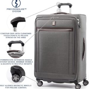 Travelpro Platinum Elite Softside Expandable Checked Luggage, 8 Wheel Spinner Large Suitcase, TSA Lock, Men and Women, Vintage Grey, Checked Large 29-Inch