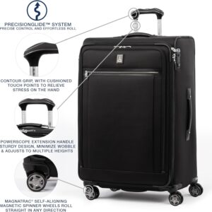 Travelpro Platinum Elite Softside Expandable Checked Luggage, 8 Wheel Spinner Large Suitcase, TSA Lock, Men and Women, Shadow Black, Checked Large 29-Inch