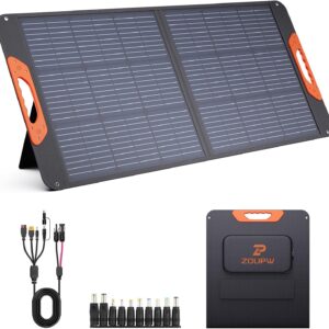 100W Portable Solar Panel, 100 watt 20V Monocrystalline Foldable Solar Charger for Power Station,QC3.0 USB-A &Type-C Output,23.5% High Efficiency IP67 Waterproof for Camping RV Blackout