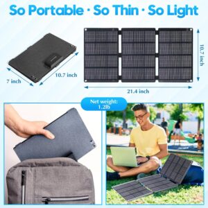 30W Portable Solar Panel for Outdoor Camping,Lightweight Solar Charger 19.5 Volt,IP65 ETFE Panel Solar Kit,Foldable DC 5521/USB-A/Type-C for Hiking iPhone Pad Laptop RV,Ideal Gifts for Travel