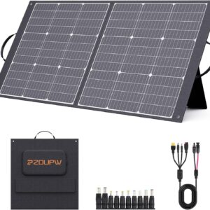 100W Portable Solar Panel for Power Station,9BB Ultralight Foldable Solar Charger USB-A USB-C Output,23.5% High Efficiency IP67 Waterproof Adjustable Kickstands for Camping RV Blackout