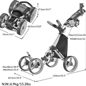 CaddyTek Explorer V8 – SuperLite 4 Wheel Golf Push Cart, Explorer Version 8